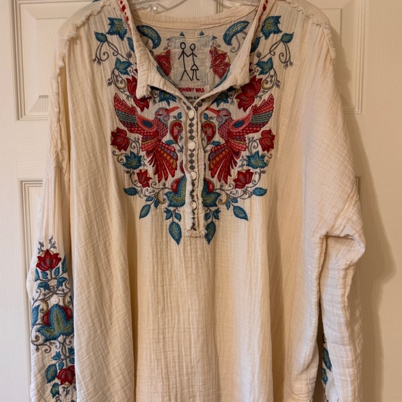 Johnny Was Deangelo Embroidered Boho Blouse - Picture 1 of 16